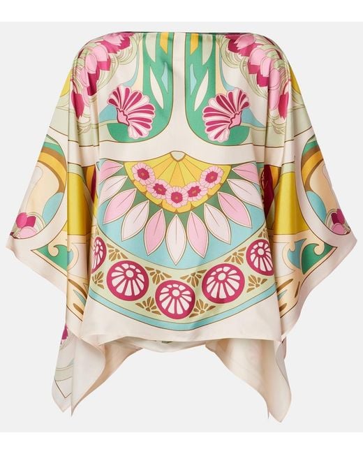 LaDoubleJ Multicolor Square Printed Silk Twill Top