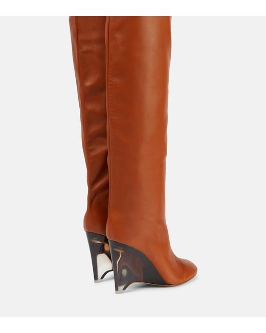 Alaïa Brown Leather Knee-High Boots