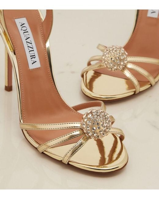 Aquazzura Metallic Crystal Bubble Slingback Sandals