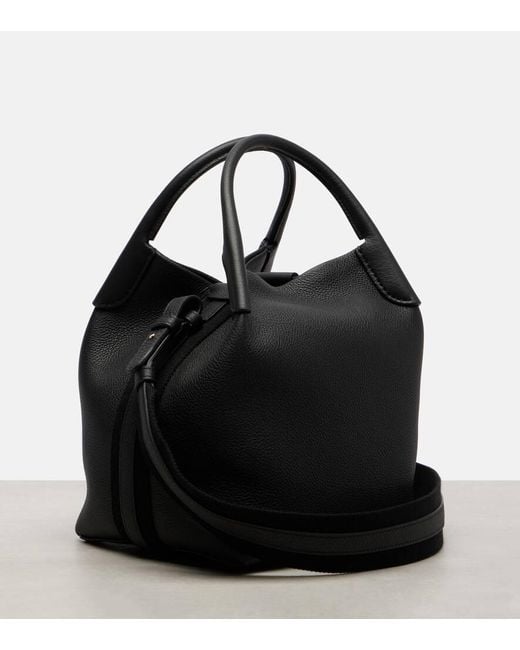 Loro Piana Black Bucket Bag Bale Small Aus Leder