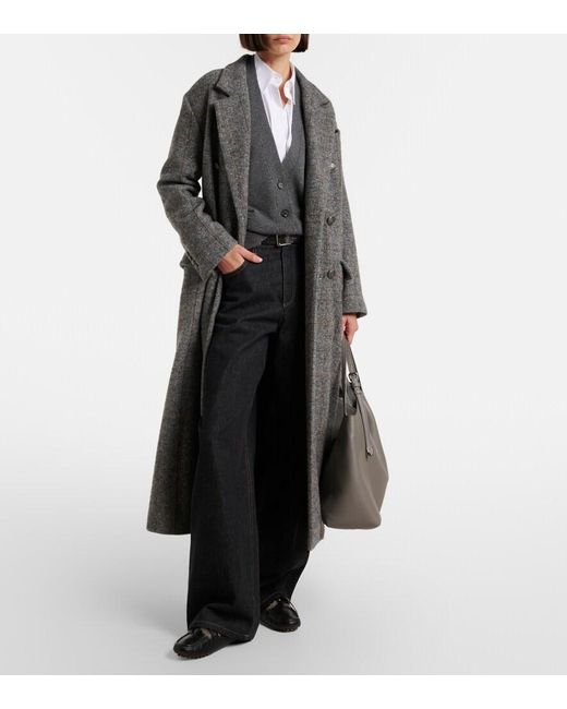 Brunello Cucinelli Black Monili Shearling Boat Shoes