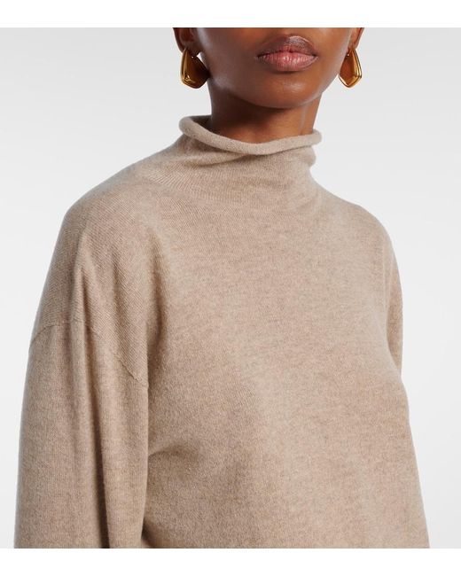 Jil Sander Brown Cashmere Turtleneck Top