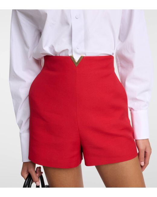 Valentino Red Crepe Couture High-rise Shorts