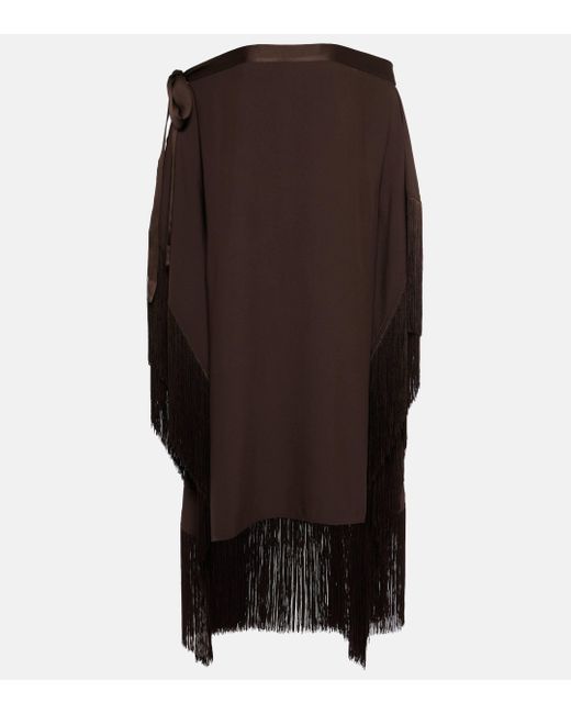 ‎Taller Marmo Brown Aarons One-Shoulder Crepe Kaftan