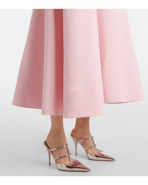 Valentino Pink Crepe Couture Floral-Applique Midi Dress
