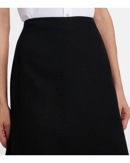 Falda Midi De Lana Virgen Drapeada Erdem de color Black