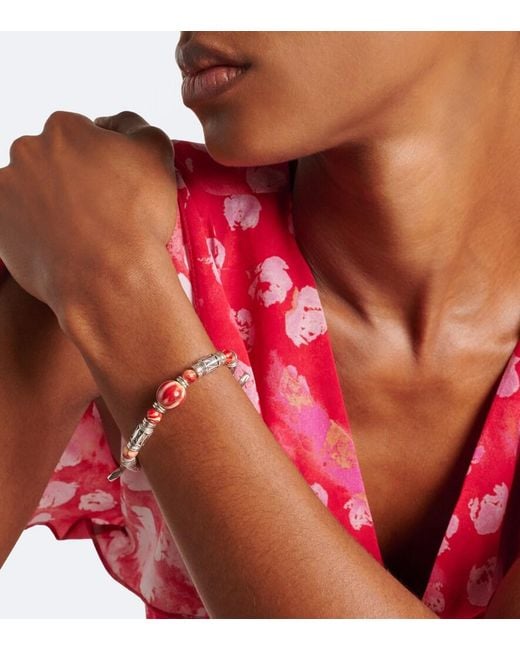 Isabel Marant White Janis Beaded Metal And Leather Bracelet