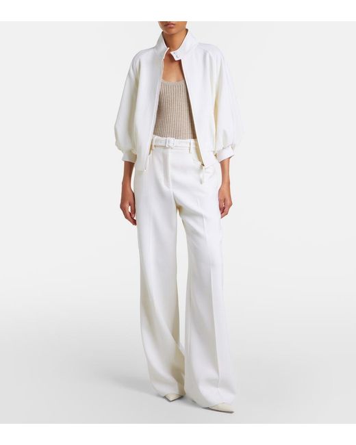 Gabriela Hearst White Aluin Virgin Wool Bomber Jacket