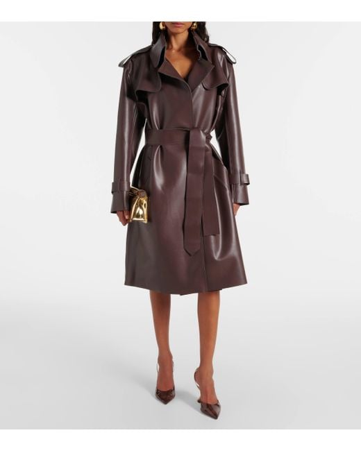 Norma Kamali Brown Faux Leather Trench Coat