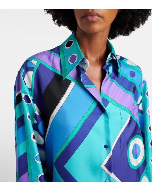 Emilio Pucci Blue Vivara Silk Twill Shirt