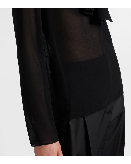 Blusa Trasnparente Con Lazada Alaïa de color Black