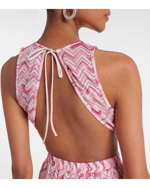 Missoni Pink Zigzag Halterneck Jumpsuit