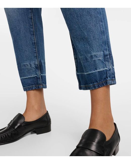 FRAME Blue High-Rise Straight Jeans Le Mec