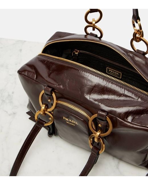 Prada Brown Dangle Medium Leather Shoulder Bag