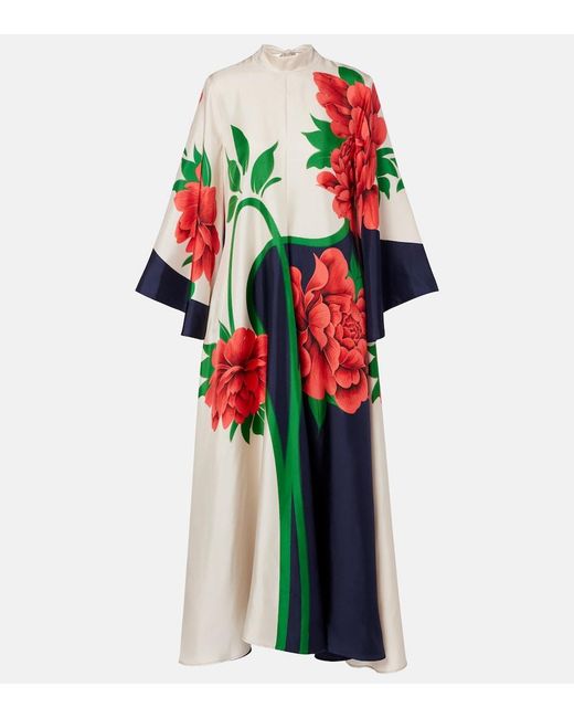 LaDoubleJ Multicolor Magnifico Floral Silk Twill Maxi Dress