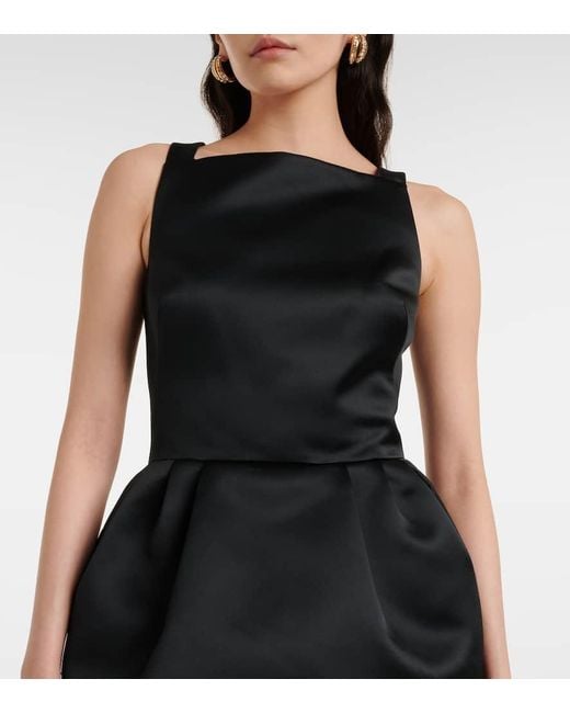 Safiyaa Black Bestickte Robe Trecchi Aus Duchesse-Satin