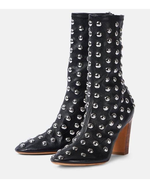 Khaite Black Verzierte Ankle Boots Apollo 85 Aus Leder