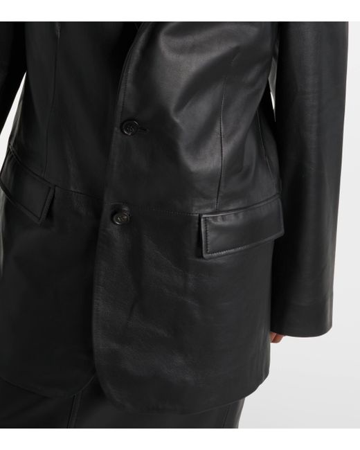 Wardrobe NYC Black Oversized Leather Blazer