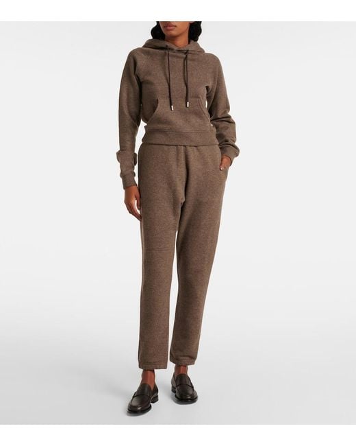 The Row Brown Teo Cashmere And Cotton Sweatpants