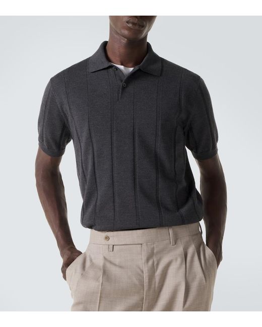 Canali Black Virgin Wool Polo Sweater for men