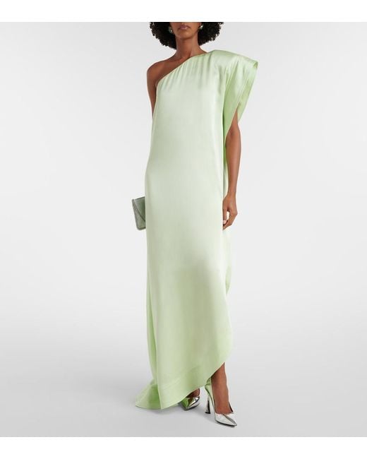 Stella McCartney Green Envers Asymmetric Satin Cocktail Dress