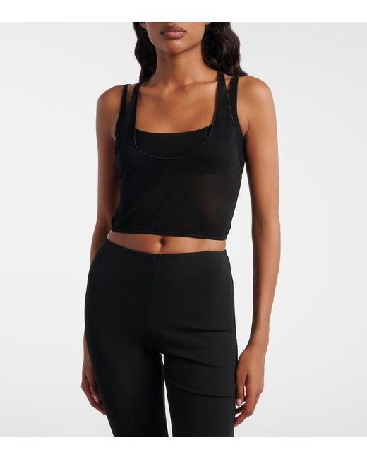Gucci Black Layered Semi-Sheer Crepe Jersey Top