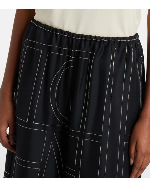 Totême  Black Embroidered Silk Bermuda Shorts