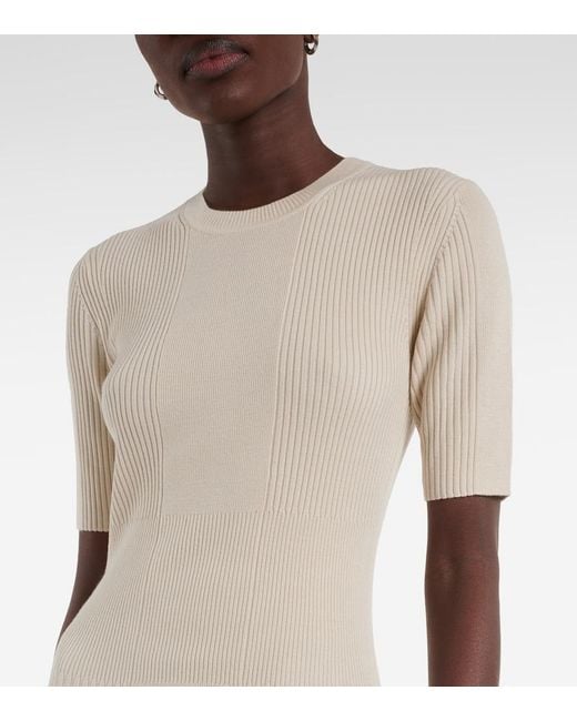 Joseph Natural Ribbed-Knit Wool Midi Dress