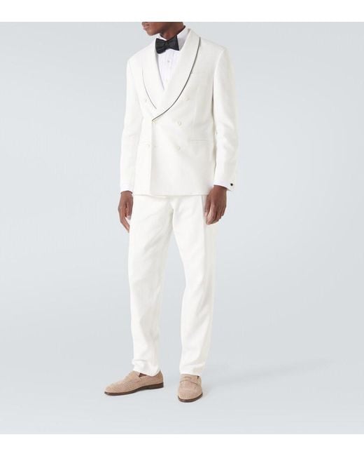 Brunello Cucinelli White Cotton Tuxedo Jacket for men