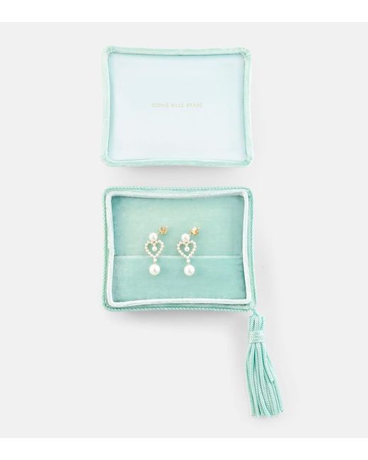 Sophie Bille Brahe Natural Pearl Heart 14kt Gold Pendant Earrings With Pearls