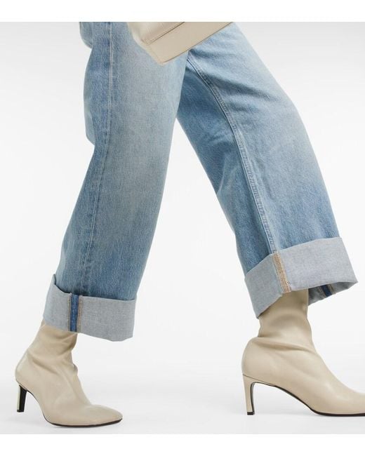 Citizens of Humanity Blue Ayla Mid-Rise Cropped Wide-Leg Jeans