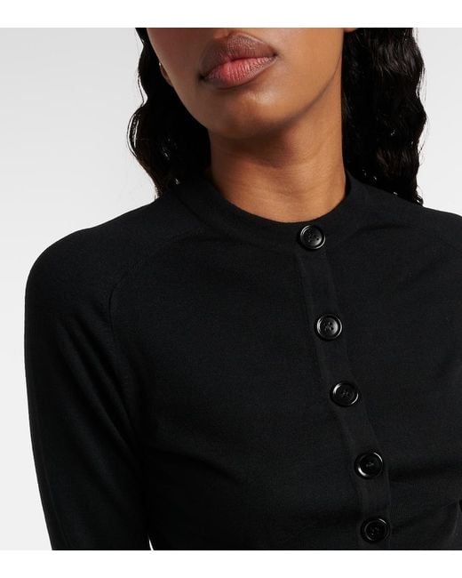 Alaïa Black Cropped Wool-Blend Cardigan