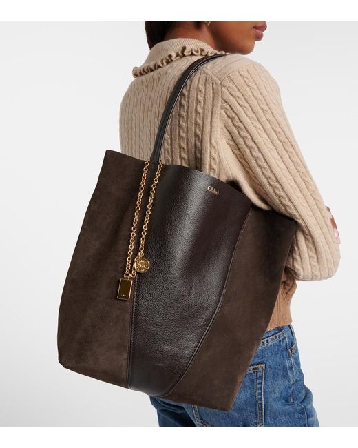 Chloé Black Spin Leather And Suede Tote Bag