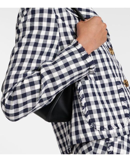 Etro Blue Gingham Cropped Blazer