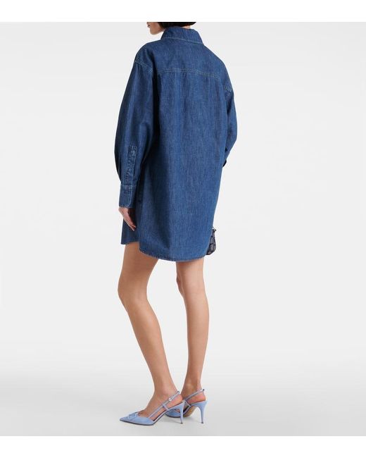 Valentino Blue Hemdblusenkleid Vgold Aus Baumwoll-Chambray