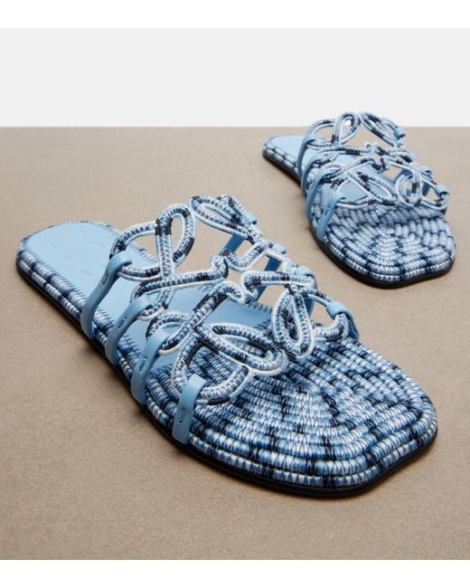 Loewe Blue Paula's Ibiza Petal Anagram Canvas Slides
