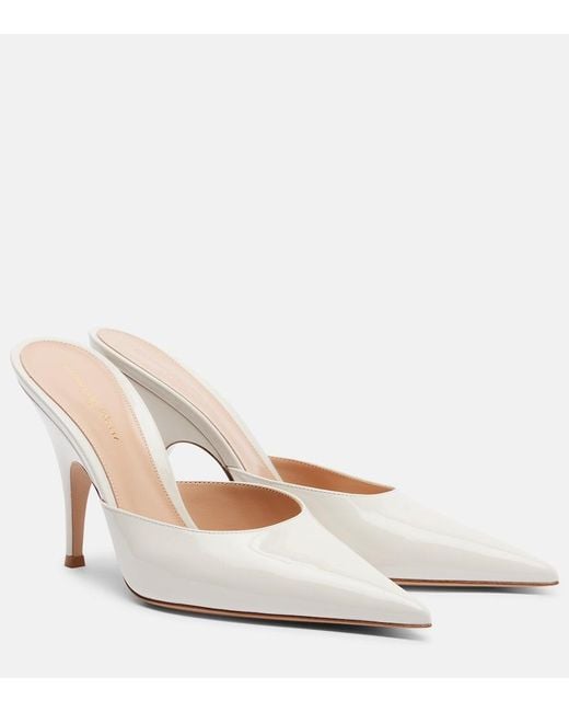 Gianvito Rossi White Patent Leather Mules
