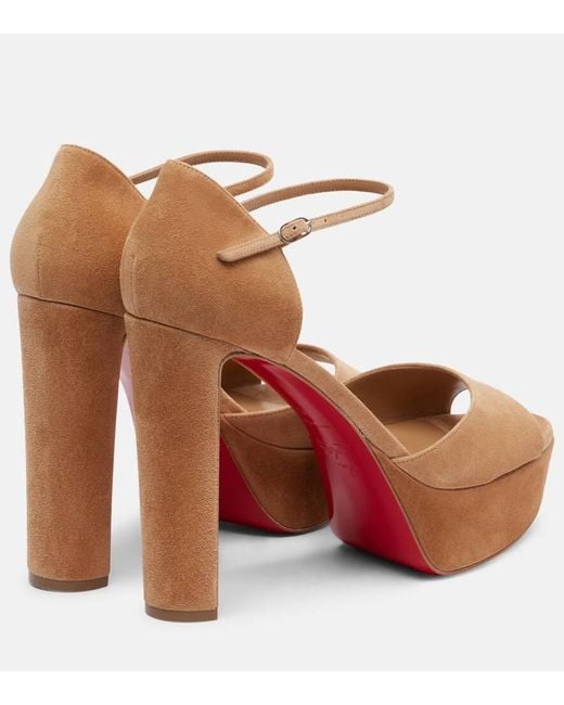 Christian Louboutin Brown Plateausandalen Sandaloo 130 Aus Veloursleder