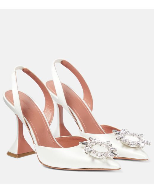 AMINA MUADDI Pink Begum Satin Slingback Pumps