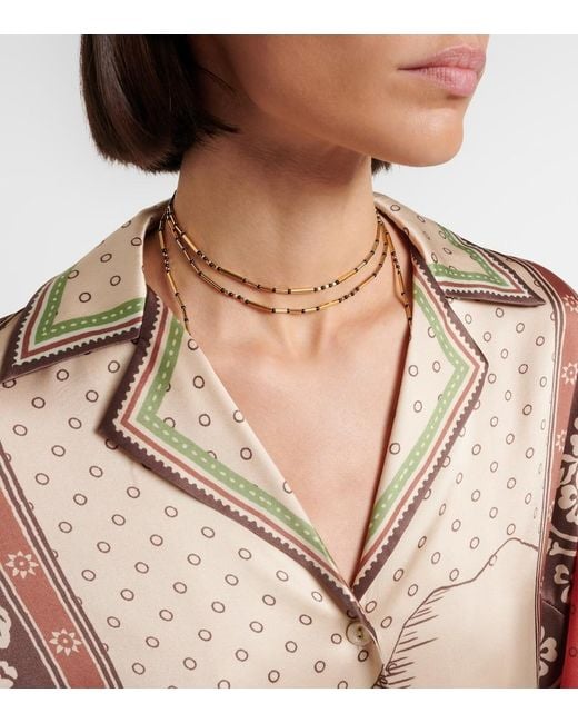 ALÉMAIS Brown Alberta Printed Silk Satin Shirt