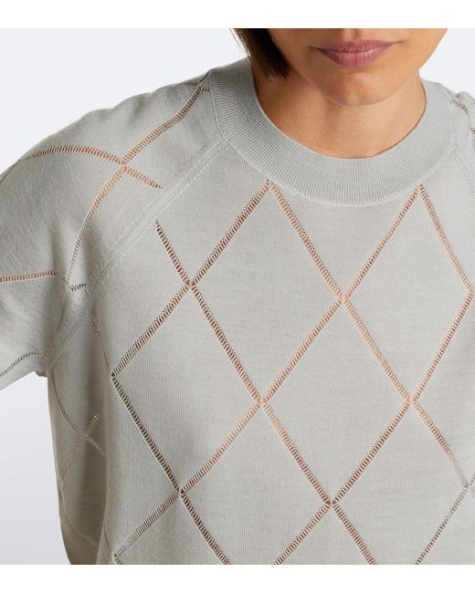 Dries Van Noten Gray Argyle Wool Sweater