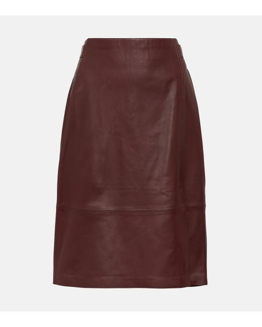 Vince Brown Leather Pencil Skirt