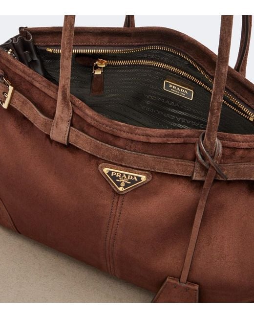 Prada Brown Bonnie Large Suede Tote Bag