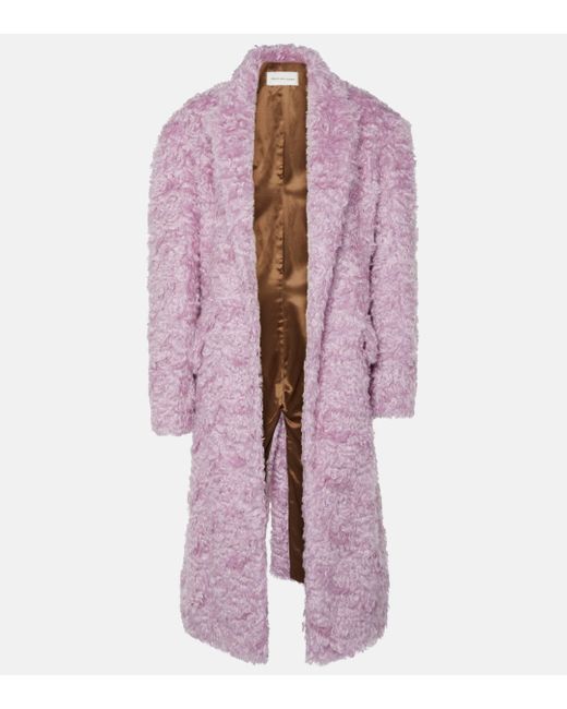 Dries Van Noten Purple Faux Fur Coat