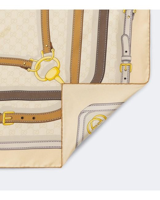 Gucci Metallic Gg Printed Silk Twill Scarf
