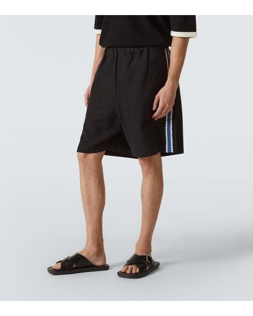 Commas Black Crochet-Trimmed Shorts for men