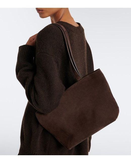 The Row Brown Parker Medium Suede Tote Bag