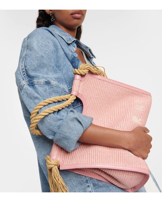Marni Pink Marcel Medium Raffia Tote Bag
