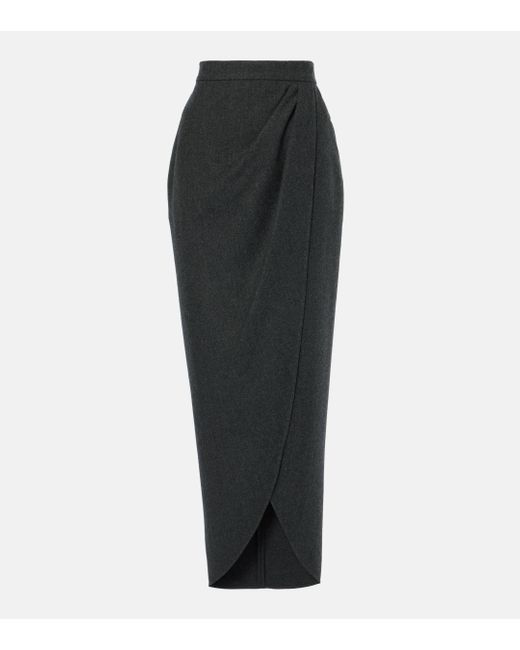 Max Mara Black Aprile Wool Wrap Skirt