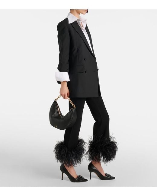 Manolo Blahnik Black Maysale 70 Leather Pumps